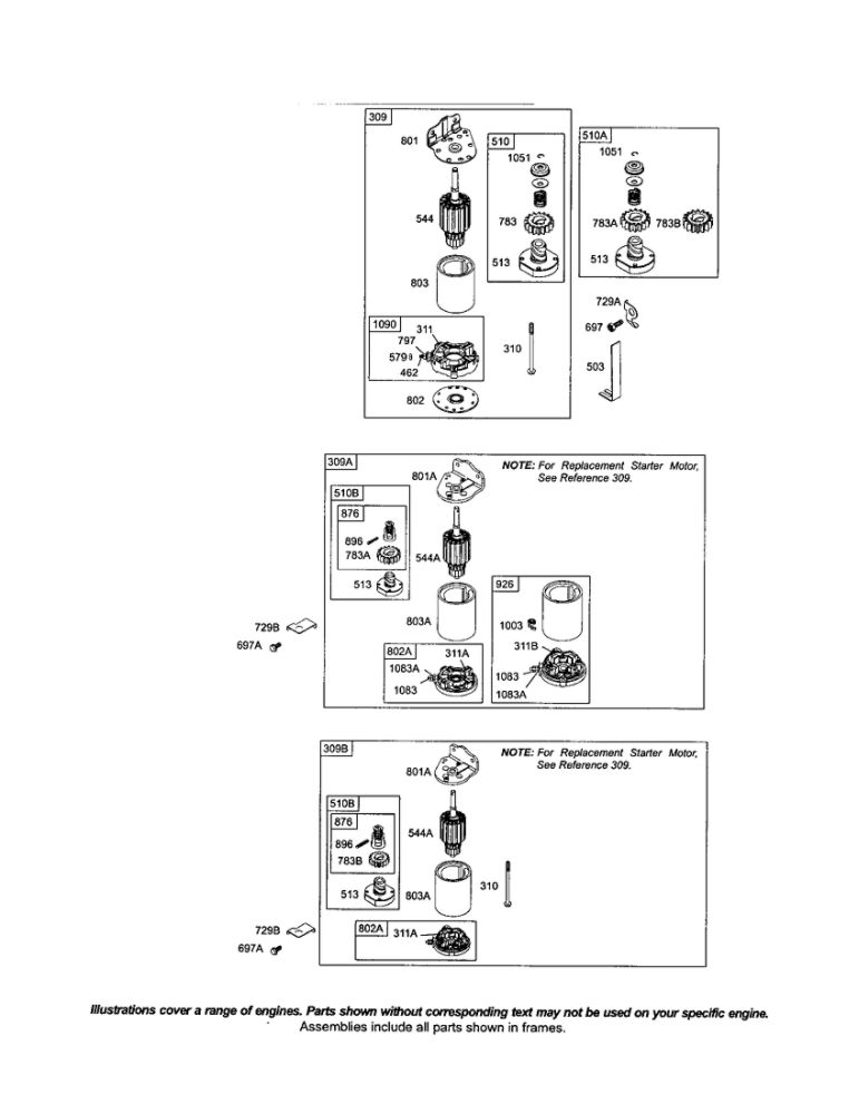 Motor-Starter Diagram and Parts List for 286700 0102-4529 Briggs and Stratton Engine